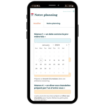 Planning Unio sur téléphone
